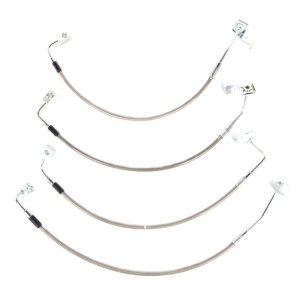 Jeep Wrangler JKU Brake Hose Kit - Front + Rear - Rugged Ridge - Braided Stainless Steel, 4 inches Longer - Stainless Steel - `07-`18